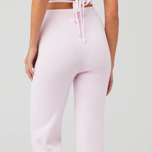 NWT 4th + Reckless Pink Ribbed Knit Lounge Pants Scorpios Fine Knit Trousers - Picture 9 of 9